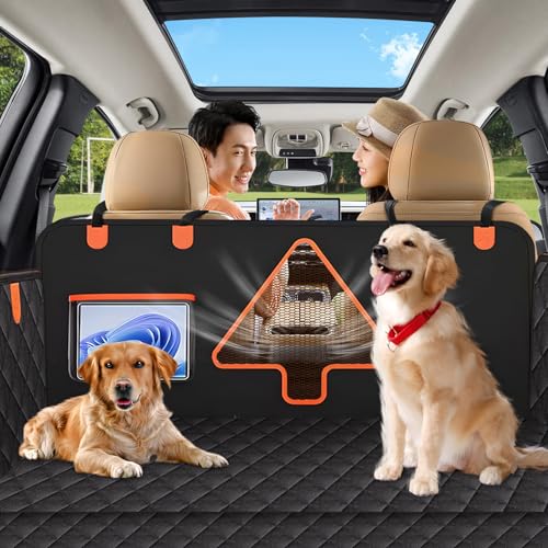 Dog Car Seat Vover,Back Seat Cover for Dogs,Durable Scratch Proof and Waterproof Pet Car Seat Cover for Limousine/Family Car/SUV/Pickup(Black,52" L x 56.6" W)