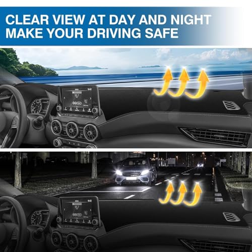 KUST Black Dash Cover for Nissan Sentra (S, SV, SR) 2020-2024 2025 2026 Non-Slip Dashboard Cover Polyester Interior for Nissan Sentra Accessories Sunshade No Glare - size: For Sentra 20-26