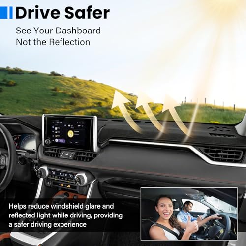 Dash Cover Mat Compatible with Toyota Rav4 2019 2020 2021 2022 2023 2024 2025 Car Interior Dashboard Cover Mat Nonslip Dashmat Sunshade Glare UV Rays Protector Accessories Custom Fit - size: Compatible with Rav4 2019-2025