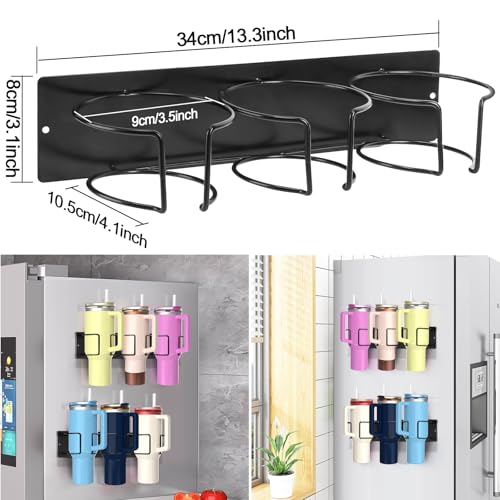 1 Pack, Magnetic Stanley Cup Holder, Stanley Cup Organizer for Refrigerators/Ovens/Coffee Machines, 3 Cup Slots, Supports 10 lbs, Suitable for 40/30 oz Stanley, Gift - size: 1 Pack