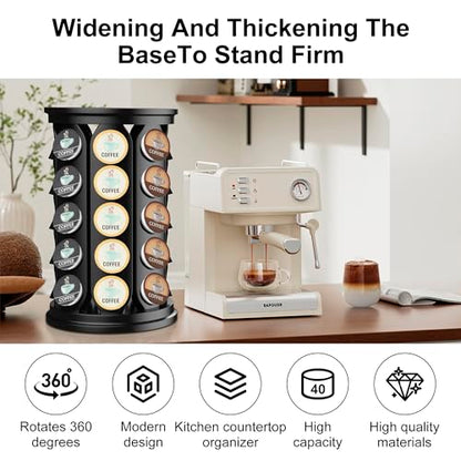 CEHNCEH K Cup Holder, Coffee Pods Holder Storage Organizer Stand Carousel Compatible with 40 Keurig K-Cup Pods, Home or Office Kitchen Counter (Black) - color: Black