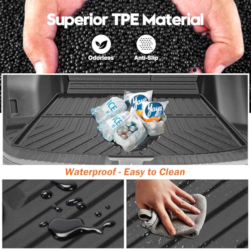 KUST Floor Mats Cargo Mat Set for Honda CR-V 2023-2025 2026 (Not for Hybrid), All Weather Cargo Trunk Liner Backrest Mat for CRV Accessories TPE Rubber Raised Edge (for Cargo in Lower Deck Position) - style: For │ CR-V 2023-2026 │ Full Set