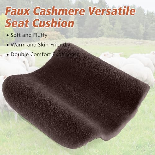 Faux Fur Car Seat Cushion 20 Inch, 18mm Medium Pile Seat Pad with Non-Slip TPE Backing for Cars, SUVs, Trucks, Office Chairs, Brown - color: Brown