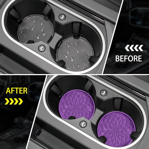 Car Coasters for Cup Holders [4 Pack] - 2.75In Silicone Auto Mug Mats - Universal Non-Slip Recessed Car Interior AccessoriesDeep Purple - color: 4pack-deep Purple