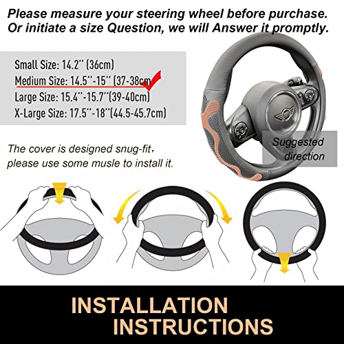 PINCTROT Comfy Grip Steering Wheel Cover, Anti-Slip Design, Universal 14.5-15 Inch(Silicone Brown) - color: 8.Brown, size: Medium(Standard) Size[14 1/2''-15'']