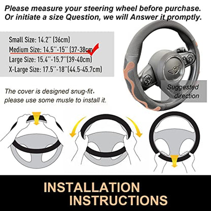 PINCTROT Comfy Grip Steering Wheel Cover, Anti-Slip Design, Universal 14.5-15 Inch(Silicone Brown) - color: 8.Brown, size: Medium(Standard) Size[14 1/2''-15'']