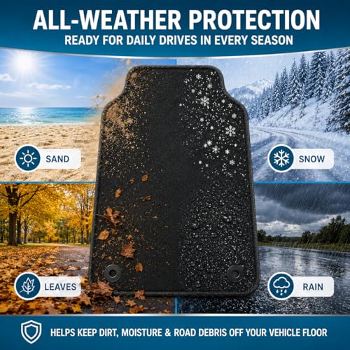 Mythoria Custom Fit Car Floor Mats Fit for Chevy/Chevrolet Malibu 2016 2017 2018 2019 2020 2021 2022 2023 2024, Waterproof Velour Carpet Full Set, All-Weather Protection, Anti-Slip Backing, Odorless,