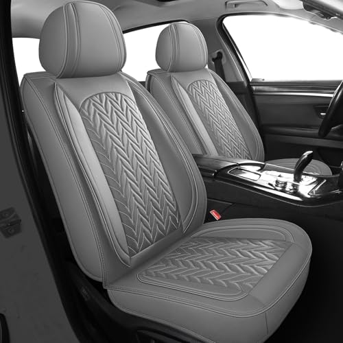 2PCS Seat Covers, Front Seat Covers for Car Waterproof Automotive Seat Cover Vehicle Seat Cover Car Seat Protector for Cars SUV Pick-up Truck Sedan (2PCS Front, Gray)