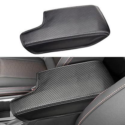 INTGET Car Center Console Armrest Cover for Subaru Crosstrek Accessories 2018-2022 2023 Impreza 2017-2023 Leather Arm Rest Box Lid Cover Seat Protector (Black with Carbon Fiber Texture) - color: black with carbon fiber texture
