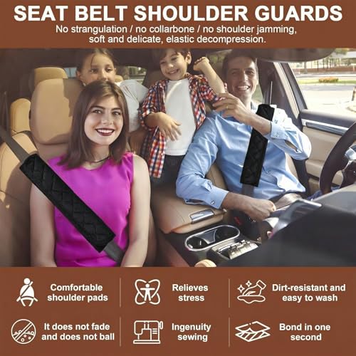 2 Pcs 13 Inch Extra Long Car Seat Belt Covers, Soft and Comfortable Harness Pad for Adults and Kids, Long-Lasting Fabric Material Easy to Install Universal Fit for Cars Trucks SUV - size: 13in, 2pcs