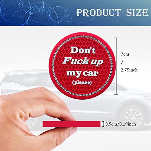 Car Cup Coasters 2 Pack - Bling Car Accessories, Universal Cup Holder Inserts for SUV/Truck (Red, 2PC) - color: Red-2pc
