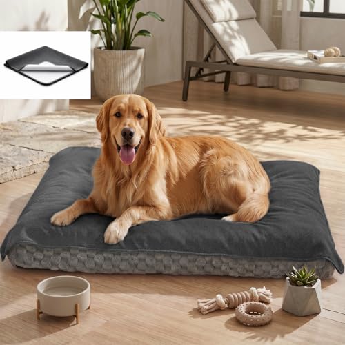 MontVoo Washable Dog Bed Cover, Absorbent Quick Dry Pet Bed Sheet, Easy Hair Removal Couch Covers for Dog/Cat, 24x35 Inches, Waterproof PU Backing Dog Bed Mat for Car Seat/Crate, Cover Only, Darkgrey - color: Dark Grey, size: 24"x35"
