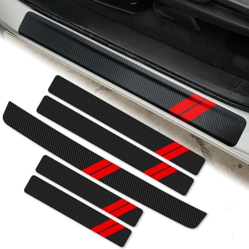 5 PCS Car Door Sill Guard Strip for Ineos Grenadier 2020-2025, Car Door Entry Guard Carbon Fiber Wrap Scratch Protection Trunk & Door Entry Edge Guard(Red) - color: Red
