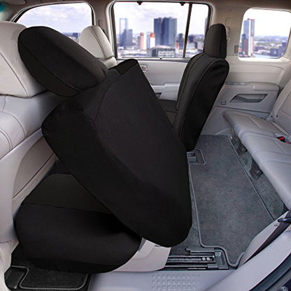 FH Group Full Cover Rear Bench Car Seat Cover – Universal Fit, Split Bench Design with Zipper, Compatible with 60/40 & 40/60 Split Seats, SUV & Van – Black - color: Black, style: Rear Set