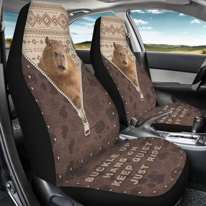 2 Pieces Car Front Seat Covers Aztec Capybara Print Auto Seat Protector for Cars Front Seats High Back Seats Cover for SUV, Universal Fits, Brown - color: Brown - Aztec Capybara