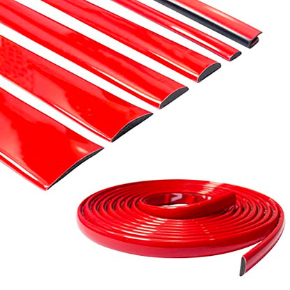 16Ft Solid Red Car Motor Bike Self-Adhesive Exterior and Interior Molding Trim Universal Dashboard Bumper Window Door Body Side Decorative Strip Scratch-Proof (Width: 1/4 inch (6mm)) - style: Width: 1/4 inch (6mm)