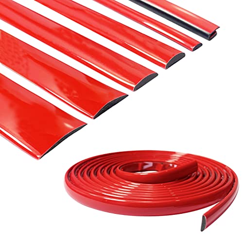 16Ft Solid Red Car Motor Bike Self-Adhesive Exterior and Interior Molding Trim Universal Dashboard Bumper Window Door Body Side Decorative Strip Scratch-Proof (Width: 1/4 inch (6mm)) - style: Width: 1/4 inch (6mm)