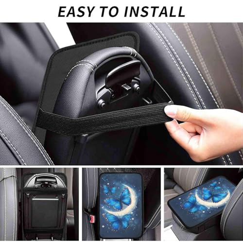 Universal Car Center Console Cushion Pad, Blue Butterfly Moon Soft Waterproof Car Center Console Cover Auto Armrest Seat Box Cover Protector for Most Vehicle SUV Truck Car - color: Blue Butterfly Moon