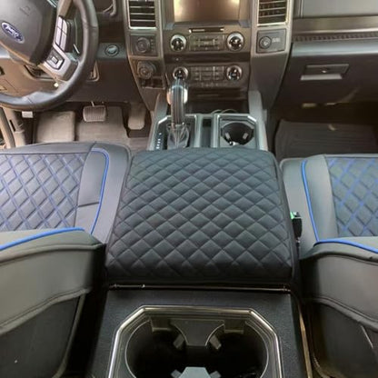 Center Console Cover for Ford F150 2015-2020, F250 F350 F450 2017-2022 and Expedition 2018-2024 Leather Arm Rest Box Lid Middle Console Cover Armrest Box Protective Cover(Bucket Seat Only) - color: Bucket Seat Console