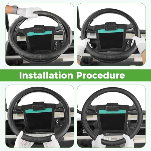 10L0L 14 Inch Perforated Steering Wheel Cover for Golf Carts – Fits Yamaha, Club Car DS & Precedent 1981-up, Black Carbon Fiber Style, Comfort Grip - color: Black Holes