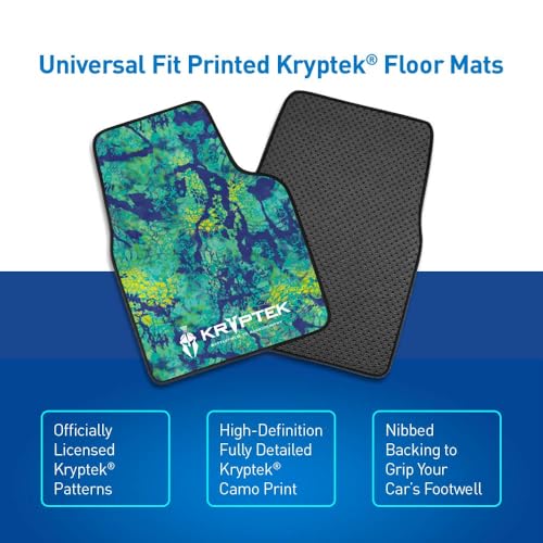 Coverking Universal Car Floor Mats Set of 2 (Front Driver and Passenger) Kryptek Mahimahi Camo - All-Weather Protection for Mud, Dirt, Rain, Spills, Non-Slip Backing, Fits Cars Trucks SUVs Jeeps - style: Kryptek Mahimahi