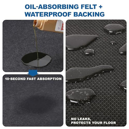 Oil Mat for Garage 36" x 59" - Premium Felt + Rubber Waterproof Backing Thickened Soft Contains Liquids Oil Spill Mat Reusable Non-Slip Maintenance Pad for Under Car Workbench Driveway Spot Protection
