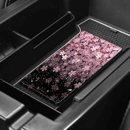 Leather Car Registration and Insurance Card Holder, Cute Car Accessories Vehicle Glove Box Car Organizer for Documents, Cards, License Cute Pink Flower - color: Cute Pink Flower