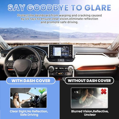 Sunsdrew Dash Cover for 2019-2025 Toyota Rav4 Dashboard Cover Mat for Rav4 Accessories Sunshade Nonslip Mesh Protector No Glare - size: 19+RAV4 Dash Cover