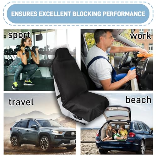 Waterproof Car Seat Cover Towel Front Seats 2 Pack, Universal Fit Waterproof Sweating Seat Protector for Cars and SUVs, Anti-Slip Front Seat Cover for Gym, Outdoor, Pets & Travel, Black