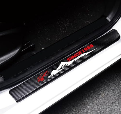 4Pcs Door Sill Protector Reflective 4D Carbon Fiber Sticker Decoration Door Entry Guard Sill Scuff Plate Stickers Accessories Compatible with Ford Bronco (Red)