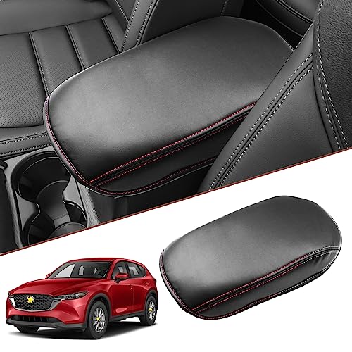 SKTU for 2017-2024 2025 Mazd a CX-5 Center Console Cover 2025 CX5 Central Console Armrest Pad 2024 2025 C-X5 Seat Box Cover 2025 CX5 Center Console Soft Cushion (Red) - color: 2017-2025 CX-5 Red