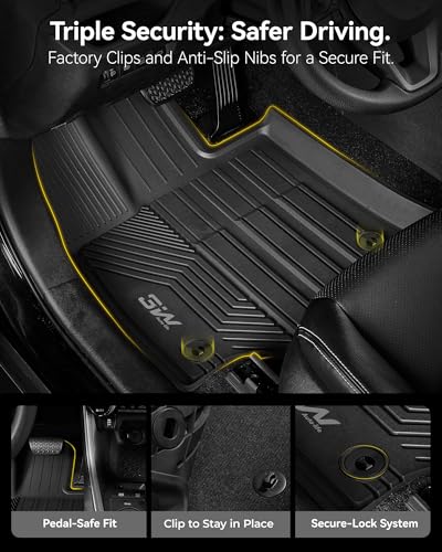 3W Floor Mats & Cargo Liner Fit Toyota RAV4 2019-2025 (Not for Hybrid or Prime) TPE All Weather Custom Fit Floor Liner for Toyota RAV 4 LE/XLE/Limited/TRD/Adventure Car Mats and Trunk Mat
