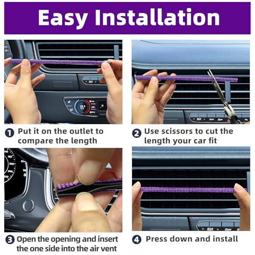 NBTEPEM Bling Car Air Conditioner Decoration Strip for Vent Outlet, 10 PCS Universal Rhinestone Car Vent Outlet Trim Decorations, Bling Interior Accessories for Women and Girls (Purple) - color: Purple