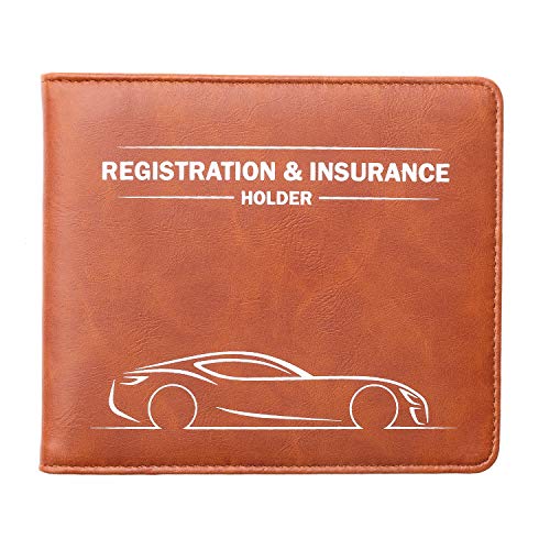 CANOPUS Car Registration and Insurance Holder with Magnetic Closure, Car Document Holder, Vehicle Glove Box Organizer, Wallet for Auto, Motorcycle, Truck and More, 1 Pack with EZ Pass Strip, Car - color: Brown, size: Car