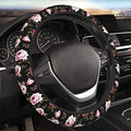 Peony Flower Steering Wheel Cover Women Men Elastic Stretch Soft Car Wheel Protector Universal Breathable No-Slip Car Accessories for Truck Van SUV Auto Fit 14-15 Inches