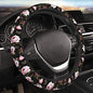 Peony Flower Steering Wheel Cover Women Men Elastic Stretch Soft Car Wheel Protector Universal Breathable No-Slip Car Accessories for Truck Van SUV Auto Fit 14-15 Inches