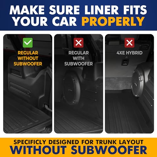 Premium Cargo Liner for Jeep Wrangler 2019-2025 Without subwoofer - 100% Protection - Custom Fit Car Trunk Mat - All-Season Black Cargo Mat - 3D Shaped Laser Measured Trunk Liners