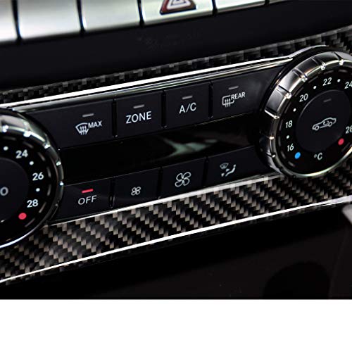 for Mercedes-Benz C-Class W204 2011-2013 Real Soft Carbon Fiber Air Condition Panel Cover Trim AC Conditioner Center Control Panel Frame Sticker Car Interior Accessories - color: A/C Control Panel