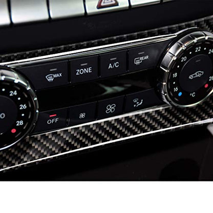 for Mercedes-Benz C-Class W204 2011-2013 Real Soft Carbon Fiber Air Condition Panel Cover Trim AC Conditioner Center Control Panel Frame Sticker Car Interior Accessories - color: A/C Control Panel
