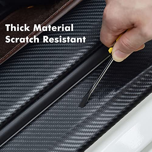 Car Door Sill Protectors Compatible with Dodge RAM 2500 Accessories- 4Pcs Door Entry Guard Scuff Sill Protector Plate- Carbon Fiber Anti-Scratch Sticker- Upgraded Full Coverage