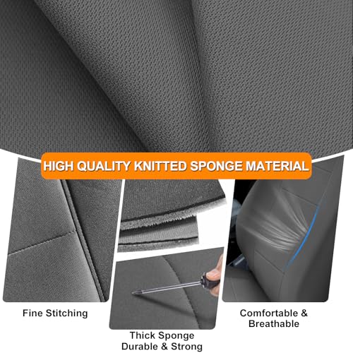 Truck Bench Seat Cover Compatible with 1961-1987 Chevy C10/20 & K10/20, Heavy Duty Knitted Fabric with Sponge Seat Cushion - color: charcoal