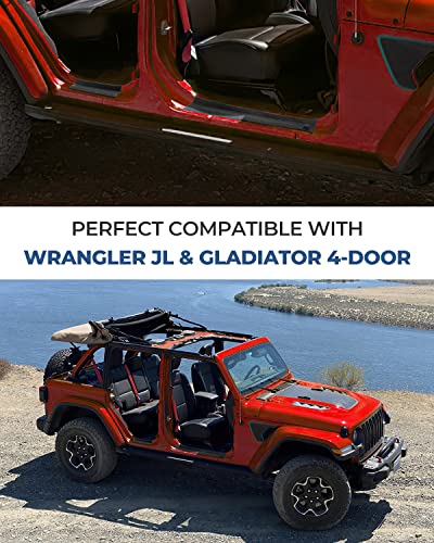 Door Sill Guards Kit for Gladiator JT Wrangler JL 4 Doors 2018-2026, Door Entry Guard Protector Accessories - Black Entry Scuff Plate Cover (4pcs Set)