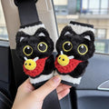 2 PCS Short Plush Seat Belt Cover Pad, Cute Kawaii Animal Cat Soft Seatbelt Covers for Kids Women, Seatbelt Cushion, Car Seat Strap Pads (Red) - color: Red