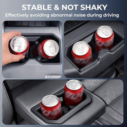 3PCS Cup Holder Inserts for Toyota Tundra 2026 2025 2024 2023 2022 (Only Fits for SR/SR5/Limited/TRD Pro), Interior Accessories Front & Rear TPE Cup Holders Covers Protector, Black - style: Fits for 2022-2026 Tundra
