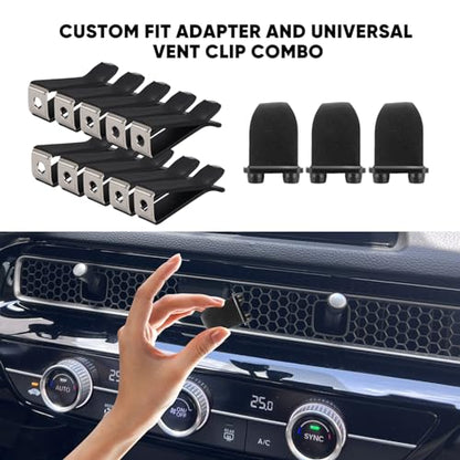10 Pieces Square Head Car Vent Clips + 3 Adapters for 11th Gen Honda Civic, CRV, ZRV, Integra - Custom Fit Car Air Fresheners for Honeycomb Vents, 9mm Black - Car Dashboard Decorations, Car Ornaments