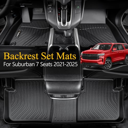 Wailtnb-All Weather Floor Mats Cargo Liner Backrest Mat for Chevrolet Suburban 7-Seats 2021-2025 2026/GMC Yukon XL with 2nd Bucket Seats Custom Fit Chevy Suburban Durable Accessories for Suburban - style: 30|For Suburban 7/Yukon XL | 2021-2026| Backrest S