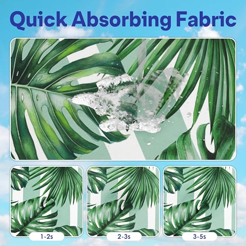 2 Pack Car Seat Towel Covers, Sweat Protector for Front Seats, Premium Thickened Microfiber with Palm Leaves, Breathable & Quick Dry, Slip-on Headrest Pocket for Gym Running Beach Universal Fit - color: Palm Leaves