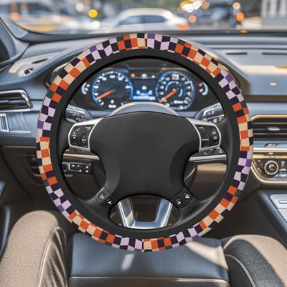 Steering Wheel Cover Accessories Neoprene Cover Non-Slip Breathable Easy to Install Suitable for Women Men Girls for Car SUV Van Truck Universal 14.5-15.5 Inch Checkerboard - color: Checkerboard