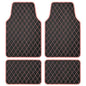 Carbella DiamondLuxe Faux Leather Floor Mats, Universally Sized, Diamond Stitched, All Weather, Easy to Clean, 4pc Set Car Accessories for Car, Truck, Van, and SUV, Easy to Install Car Mats (Pink)