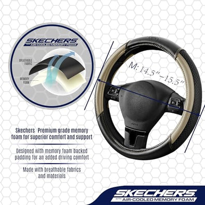 Skechers Air-Cooled Steering Wheel Cover,Leather Car Steering Wheel Cover Universal Fit 14" 1/2-15" Car Wheel Protector for Men Women Fit Suvs,Vans,Sedans,Car,Trucks,Beige - color: Beige